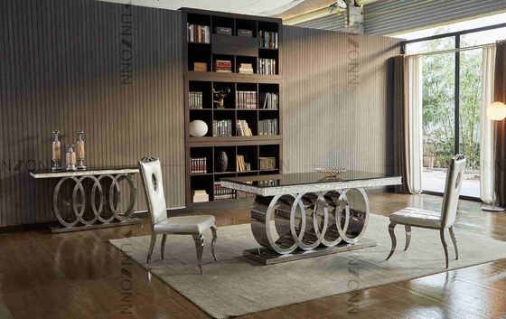 طاولات طعام فاخرة حديثة ثقيلة ذات قاعدة زجاجية سوداء طاولة طعام L200xW100xH75cm