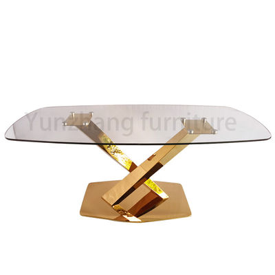 سعر جيد طاولة طعام زجاجية مستطيلة الشكل ذات قاعدة زجاجية شفافة الانترنت