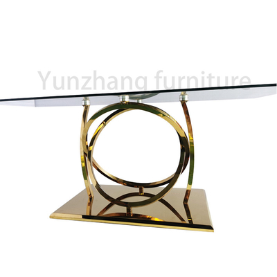 طاولة طعام من الزجاج الشفاف من Yunzoon Furniture ، مرآة فضية اللون SS 201 Base