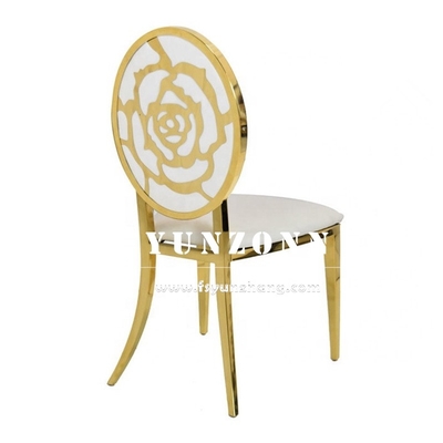كراسي زفاف من الفولاذ المقاوم للصدأ باللون الذهبي ، إيجارات كرسي الزفاف الملكي W49xD53xH94cm