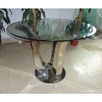 طاولات طعام حديثة فاخرة من الفضة الجلام العتيقة D150XH75 طاولة طعام زجاجية