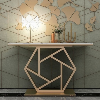 طاولة شاي بيضاء مستطيلة أنيقة فاخرة مع وحدة تحكم السهم باللون الذهبي 150X45X80