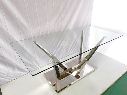 سعر جيد طاولة طعام زجاجية مع 6 كراسي من الفولاذ المقاوم للصدأ وطاولات طعام من الحجر والرخام الانترنت