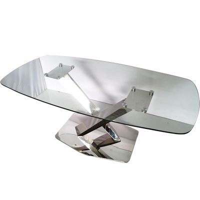 سعر جيد طاولة طعام زجاجية مطعم طاولة طعام من الفولاذ المقاوم للصدأ الانترنت