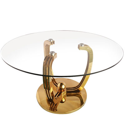 سعر جيد طاولة طعام من الزجاج المقاوم للصدأ على الطراز الأوروبي 8 مقاعد طاولة طعام من الزجاج المقاوم للصدأ للمطعم الانترنت