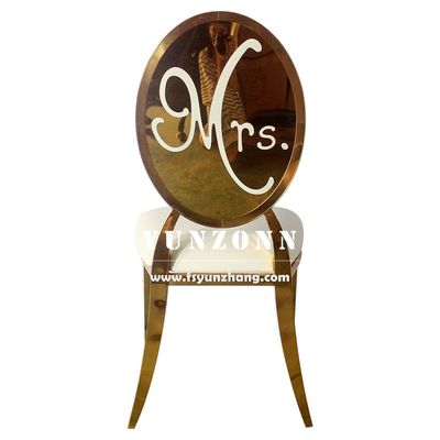 سعر جيد الذهب الفولاذ المقاوم للصدأ الراقي الظهر المستدير السيد والسيدة العروس والعريس كرسي حفل زفاف الانترنت