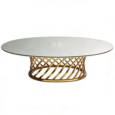 سعر جيد زجاج مرآة عالي الجودة مع طاولة بيضاوية بإطار من الفولاذ المقاوم للصدأ لحفلات الزفاف والعشاء والمآدب الانترنت