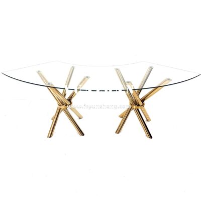 سعر جيد قاعدة طاولة طعام دائرية مستطيلة بيضاوية من الفولاذ المقاوم للصدأ بتصميم متعرج، قواعد طاولات زفاف للبيع الانترنت