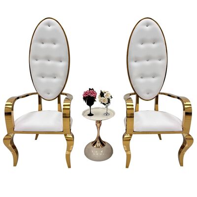 سعر جيد كرسي فاخر ذو ظهر عالٍ من الفولاذ المقاوم للصدأ مع مساند للذراعين كرسي ملكي للمناسبات الزفاف الانترنت