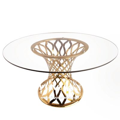 سعر جيد أثاث الفندق الفاخر الدائرة المستديرة المرآة الزجاجية الفولاذ المقاوم للصدأ طاولات الطعام الحديثة الانترنت