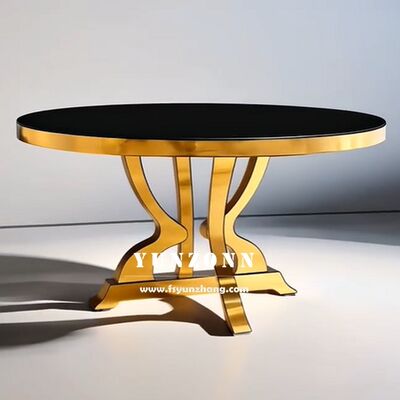 سعر جيد طاولة طعام مستديرة جديدة من الفولاذ المقاوم للصدأ ذهبية للمناسبات وحفلات الزفاف للفنادق الانترنت