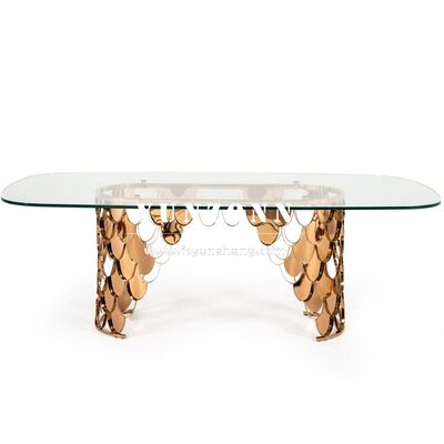 سعر جيد الزجاج الفاخر العلوي الحديدية العصرية الوسطى القطع الطراز الجديد ديكور طاولة الزفاف للطعام استخدام الفندق في الهواء الطلق الانترنت