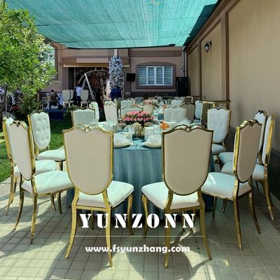 سعر جيد رأس القطة الجديد إطار الفولاذ المقاوم للصدأ فندق كراسي الزفاف المعدات الإمدادات الكرسي الحدث الجلد الأبيض الأحداث الذهبية حفلات العشاء الانترنت