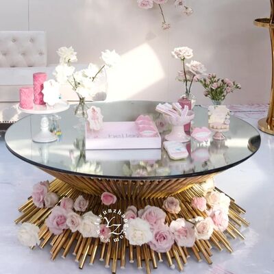 سعر جيد طاولة القهوة الفاخرة الإلهية مع أسطوانة معدنية ومرآة أعلى مصمم أثاث غرفة المعيشة وتركيز ديكور المنزل الانترنت