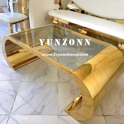 سعر جيد طاولة قهوة بيضاوية لغرفة المعيشة من الفولاذ المقاوم للصدأ مع مرآة ذهبية بتصميم أنيق وعصري الانترنت