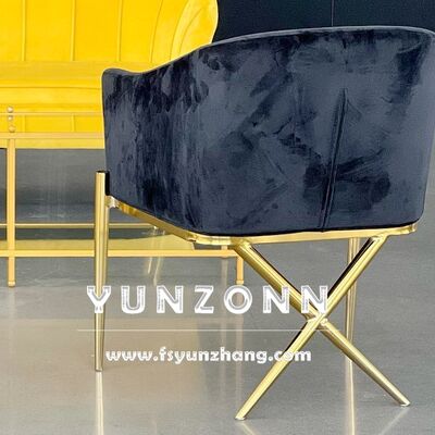 سعر جيد كرسي ذراع طعام عصري مع أقدام X تصاميم الفولاذ المقاوم للصدأ كراسي فندقية مخملية الانترنت