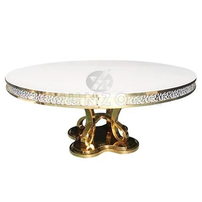 سعر جيد طاولة طعام فاخرة حديثة من MDF/زجاج من الفولاذ المقاوم للصدأ للأثاث الخارجي للفنادق وحفلات الزفاف والمآدب والحفلات الانترنت