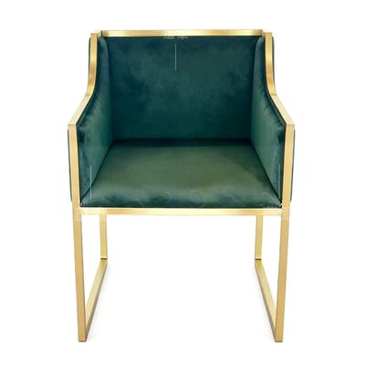 سعر جيد حديقة في الهواء الطلق مطعم فندق ضيف غرفة طعام أثاث ذهبية الفولاذ المقاوم للصدأ أقدام القماش المخملية الأخضر الداكن كراسي الزفاف الانترنت