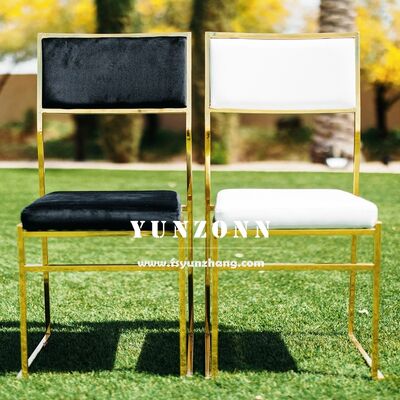 سعر جيد الفنادق الرخيصة أحداث الحفلات أثاث الحفلات PU / مخملية / قماش وسادة ذهبية من الفولاذ المقاوم للصدأ الانترنت