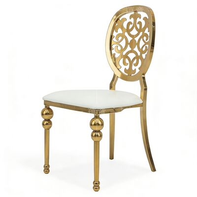 سعر جيد كرسي طعام فاخر أوروبي بتصميم عصري من الفولاذ المقاوم للصدأ والجلد الصناعي PU متين للحفلات الخارجية والمطاعم الانترنت