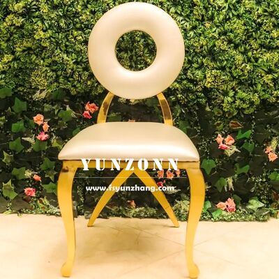 سعر جيد كرسي طعام ذهبي حديث عالي الجودة بظهر مستدير من الفولاذ المقاوم للصدأ للمآدب والمطاعم الانترنت