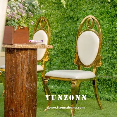 سعر جيد كرسي طعام الزفاف الحالي ذي الذهب البيضاوي الظهر بيع بيع بيع الأثاث من الفولاذ المقاوم للصدأ للحفلات الفندقية الانترنت